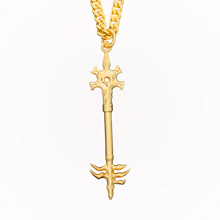 Gold Demon Castle Key Necklace Pendant