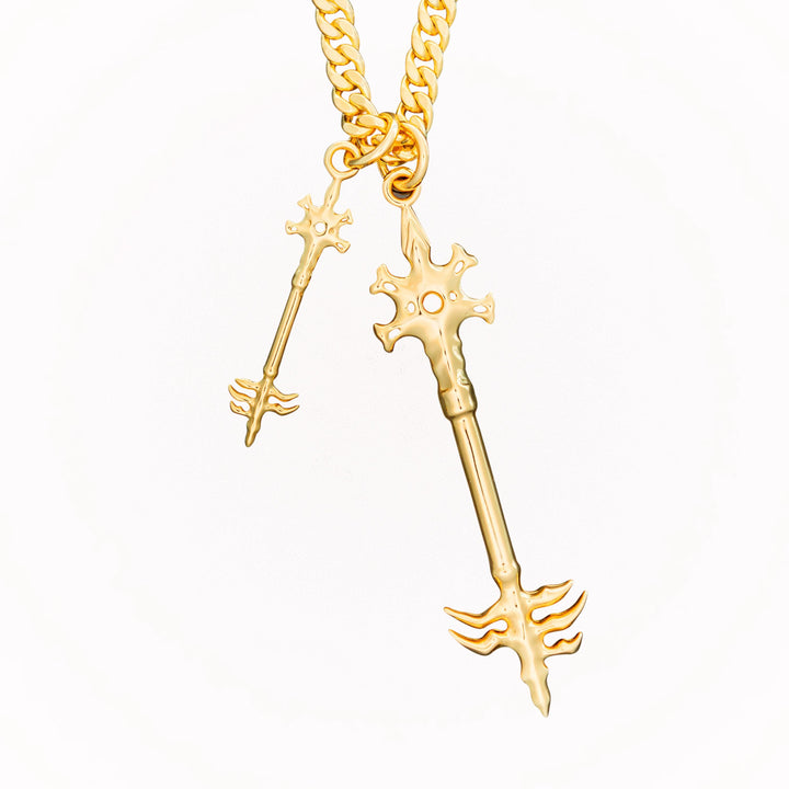 Gold Demon Castle Key Necklace Pendant