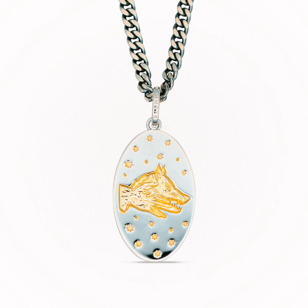 Divine Dogs Two Tone Necklace Pendant